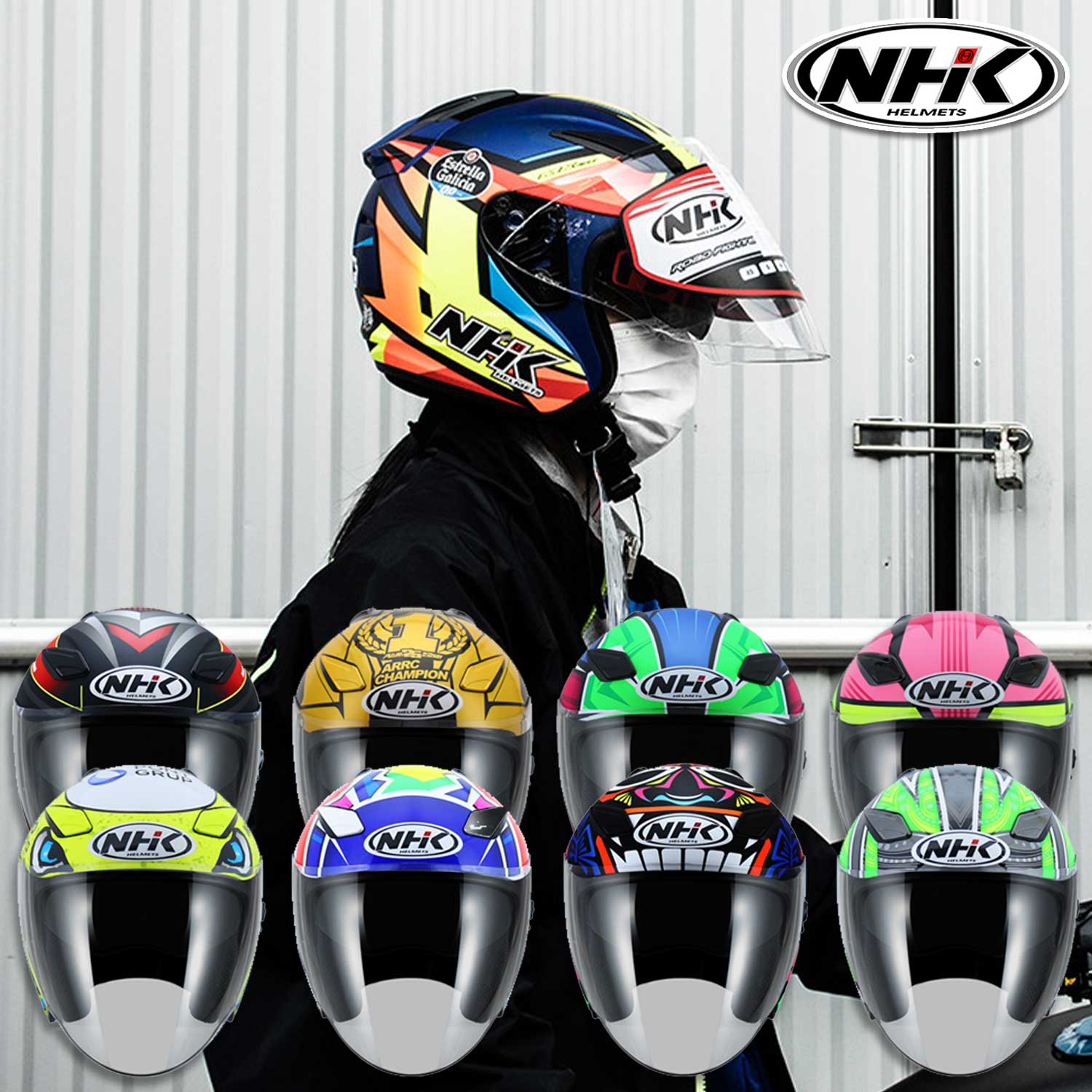 NHK R1 류세이 알리에이드리언 네마 사무라이 자쿱 레인보우 오토바이 그래픽 오픈페이스 헬멧