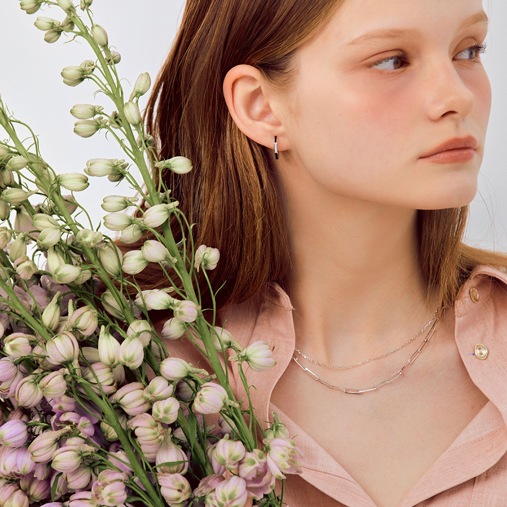 JYDdM ♥ 925 modern square pearl earrings/追跡付 SHOP - Necklace - JYDdM