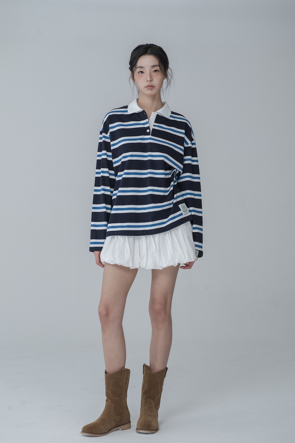 FOLNUA ♥ Stripe Rugby T-shirt /追跡付 STRIPE RUGBY COLLAR TSHIRT_NAVY BLUE | ファッション通販