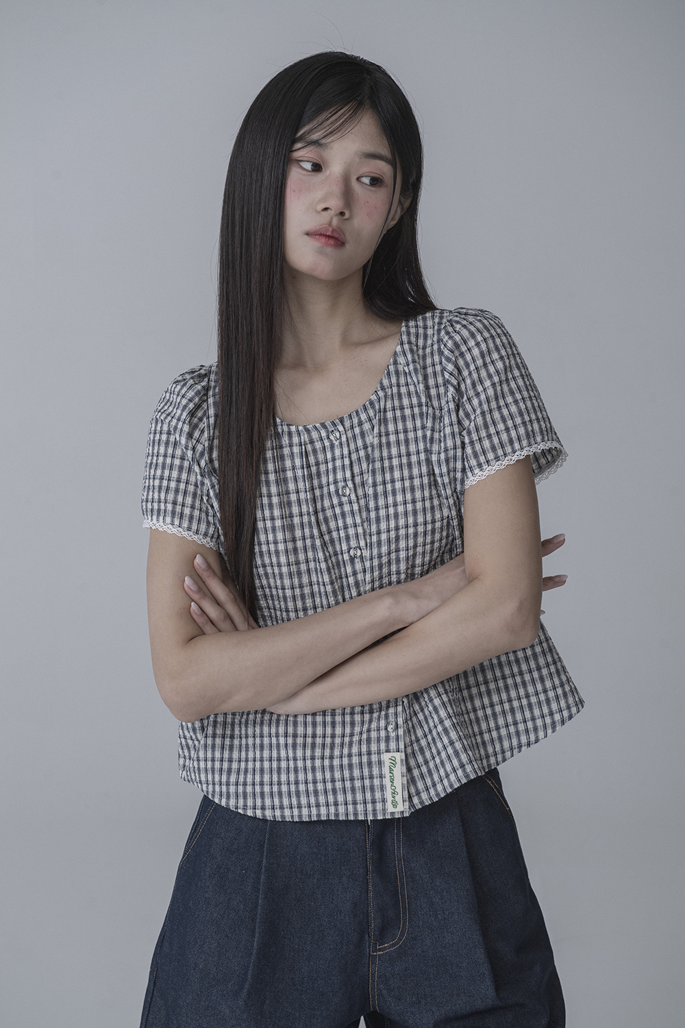 FOREST GIRL CHECK BLOUSE(STRING SET)_CREAM | ファッション