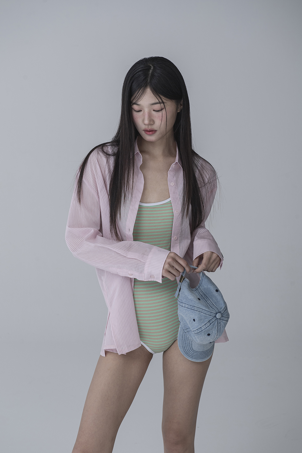 SWEET STRIPE SEE-THROUGH SHIRTS_PINK | ファッション通販