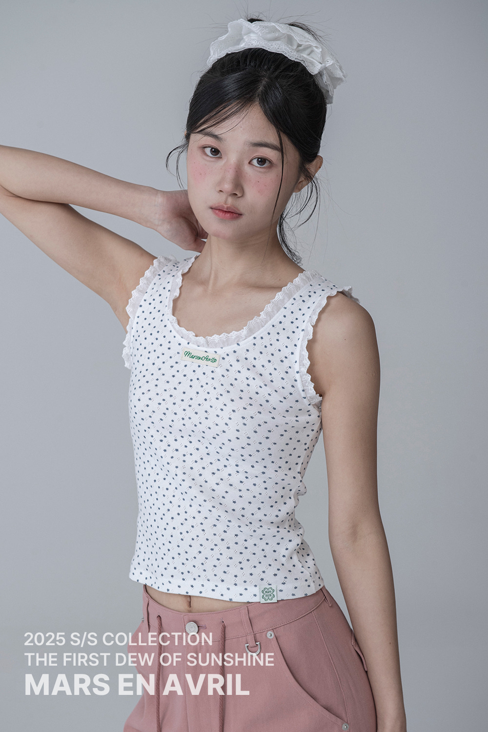 PETAL JACQUARD COTTON LACE SLEEVELESS_WHITE | ファッション