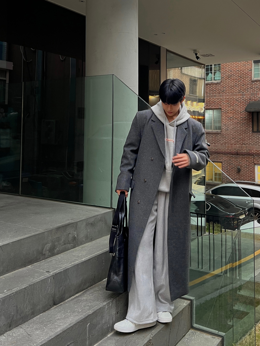 코트 모델 착용 이미지-S65L58