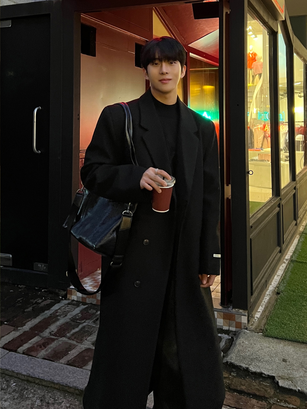 코트 모델 착용 이미지-S65L38