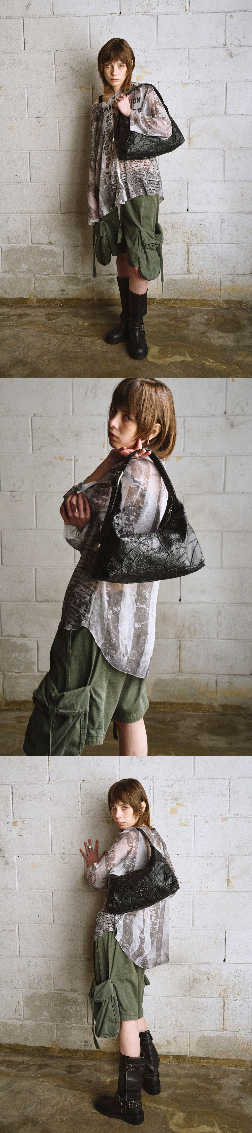 ☆SAND MUSEUM☆ CACTUS HOBO BAG MINI Black SM2A0016 ☆SAND MUSEUM☆ CACTUS HOBO BAG MINI Black SM2A0016