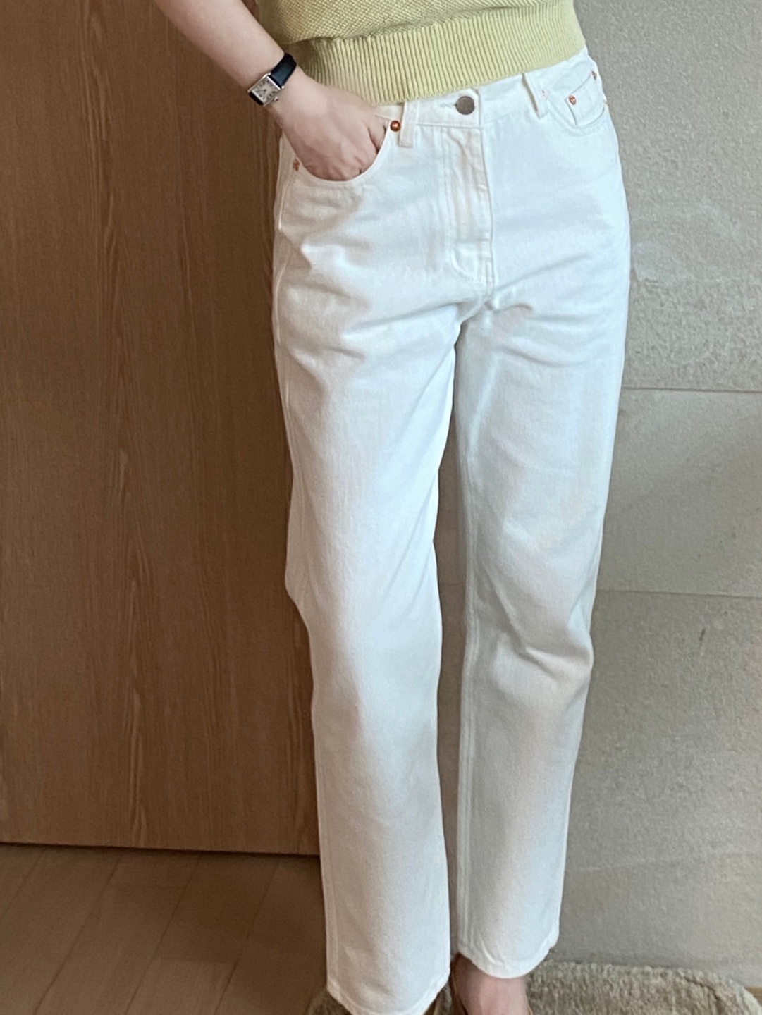 straight white cotton pants