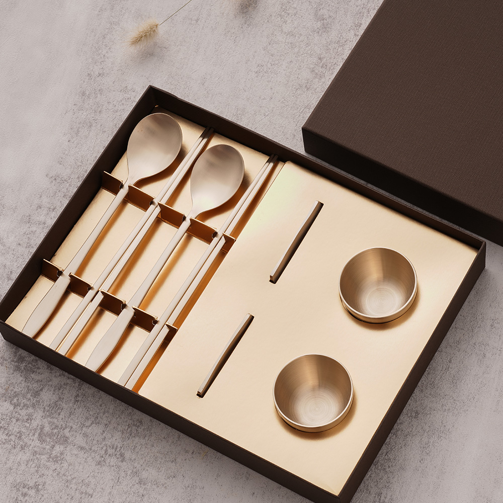 2-person spoon, chopstick and liquor cup premium gift set (bulk price, 20+ sets)