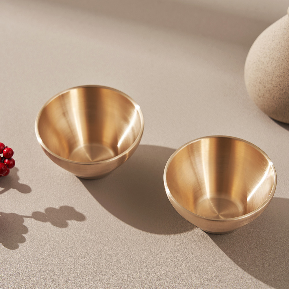 2-person graceful bronze soju cups