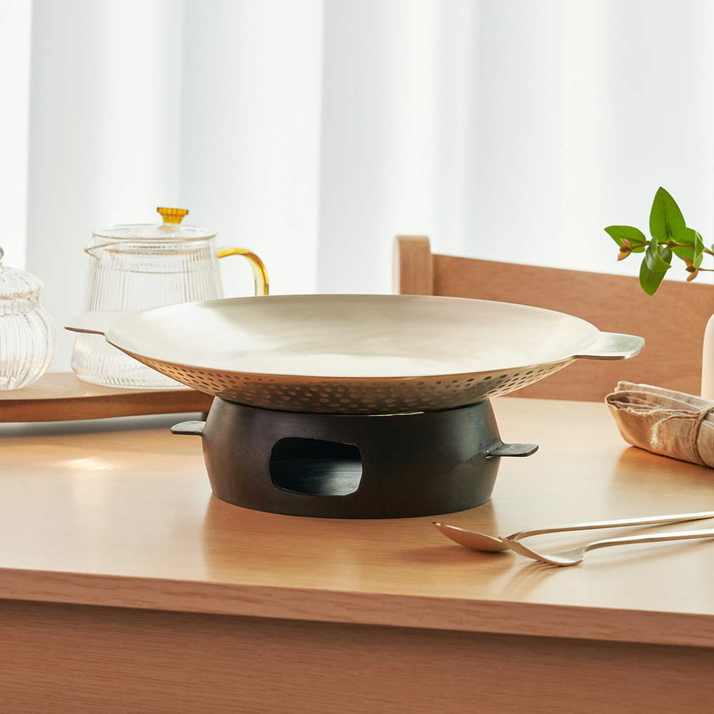 Extra-large embossed hot-pot grill pan 34 cm (restaurant use)