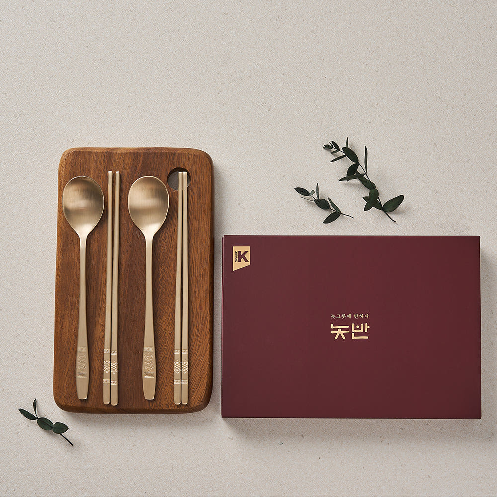 Turtle 2-person yugi bronze spoon and chopstick set