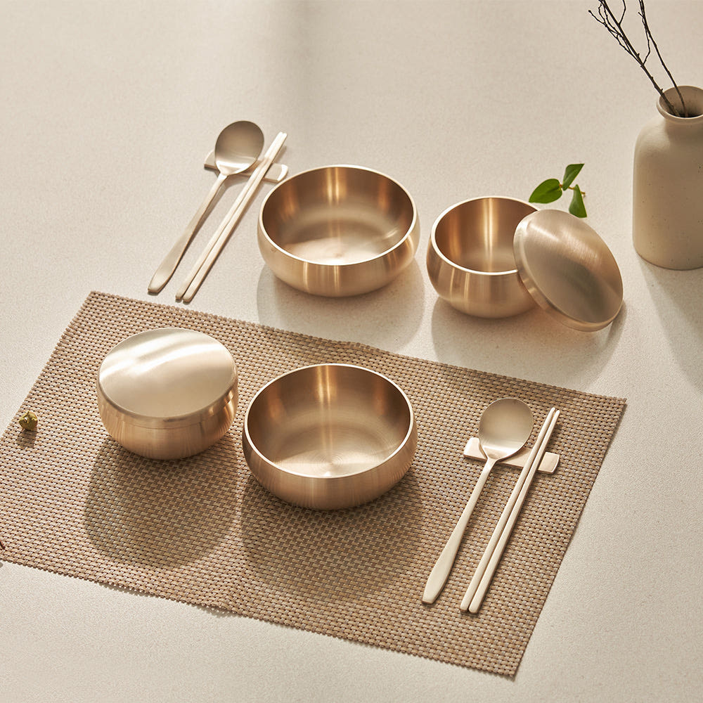 2-person Dameun Ok (jade-green) single dining set with spoon and chopstick sets