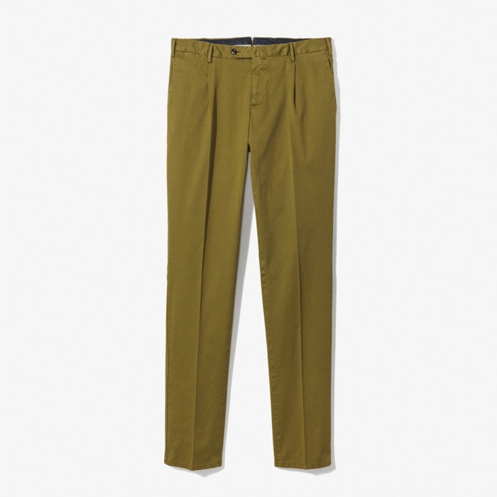 BUSINESS SLIM FIT 1 PLEAT PANT (SUPERIOR STRETCH COTTON CANNETE) KHAKI