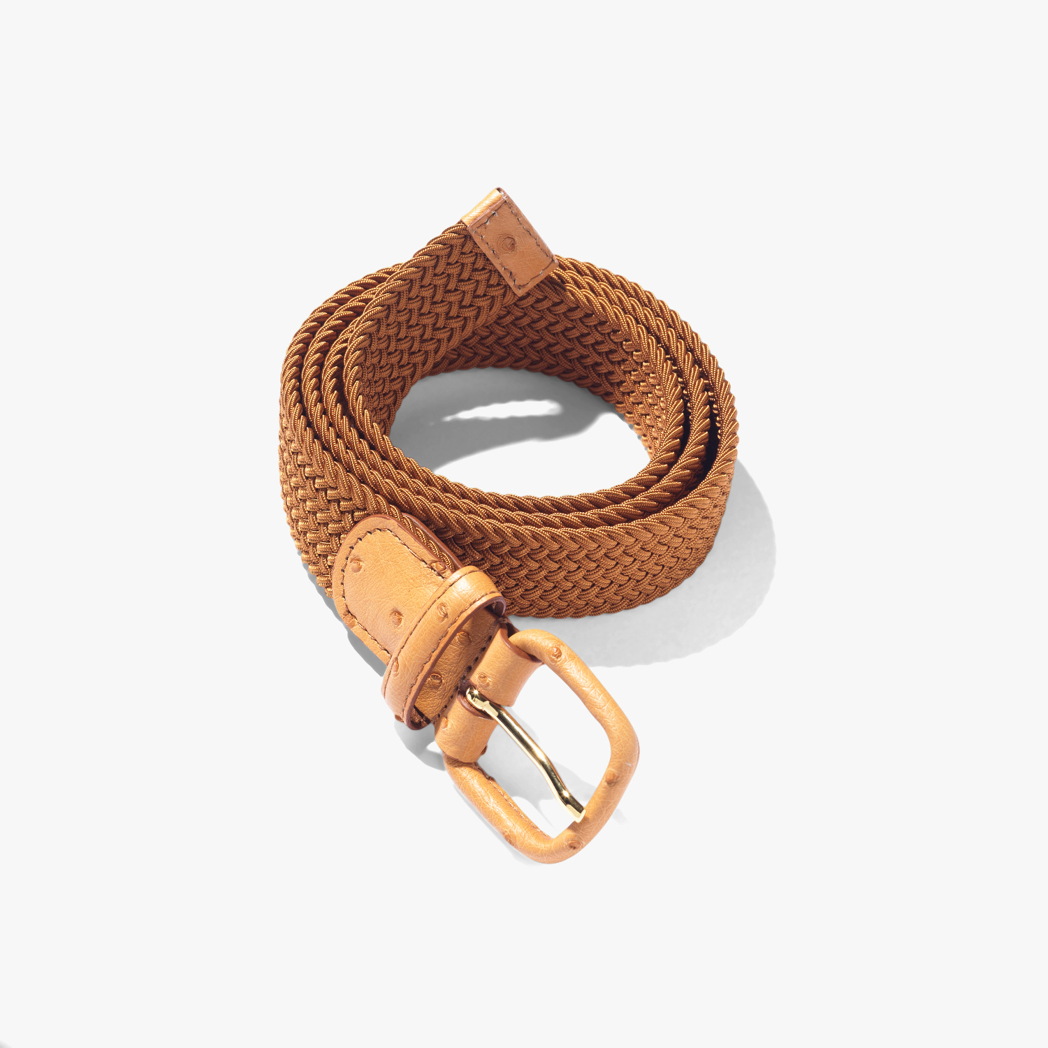 ELASTIC WOVEN BELT 3cm (OSTRICH) BROWN