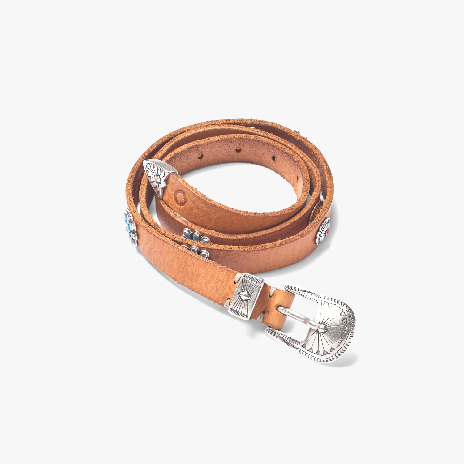 WESTERN LEATHER BELT NATURAL