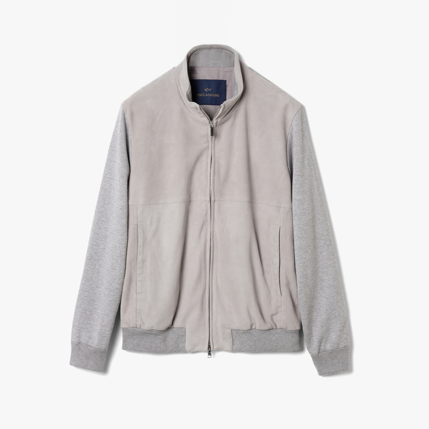 AQUALEATHER SUEDE ZIP SWEATER GRAY