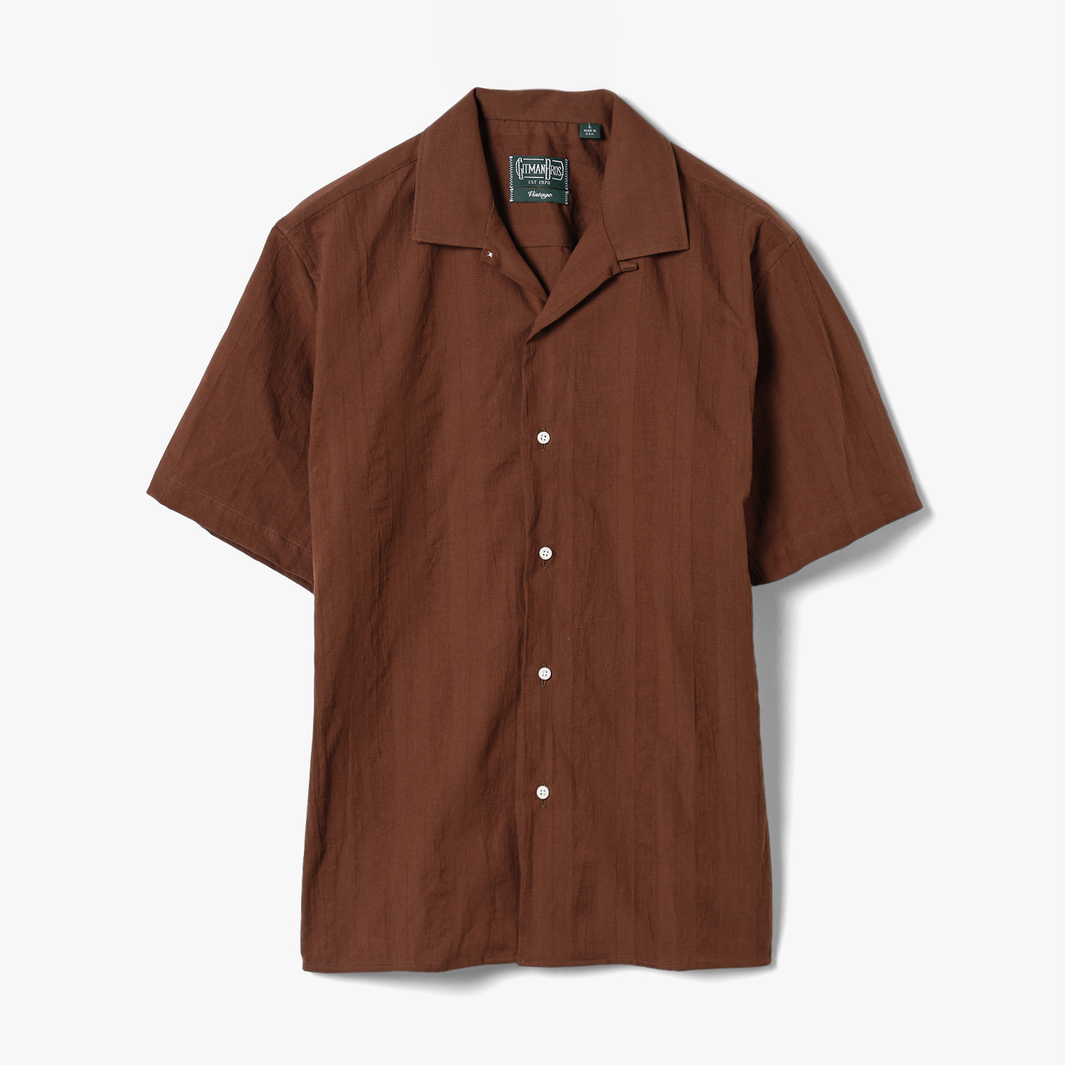 VINTAGE CAMP SHIRT (DOBBY STRIPE) BROWN
