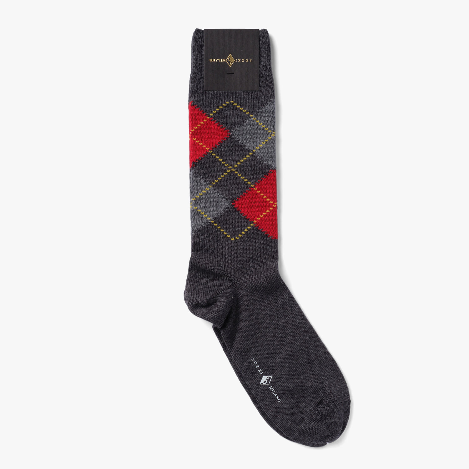 MEN SHORT WOOL SOCKS (ARGYLE) DARK GRAY
