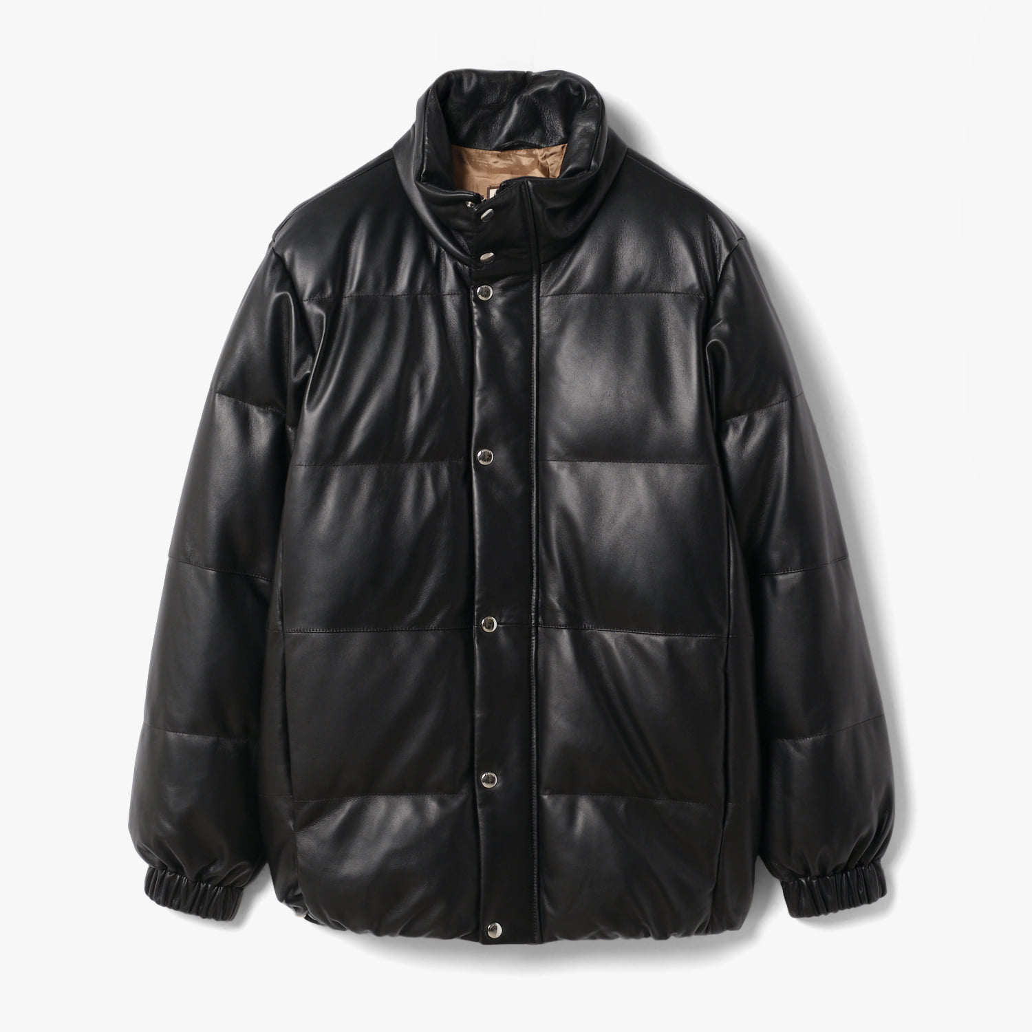 LEATHER DOWN JACKET BLACK