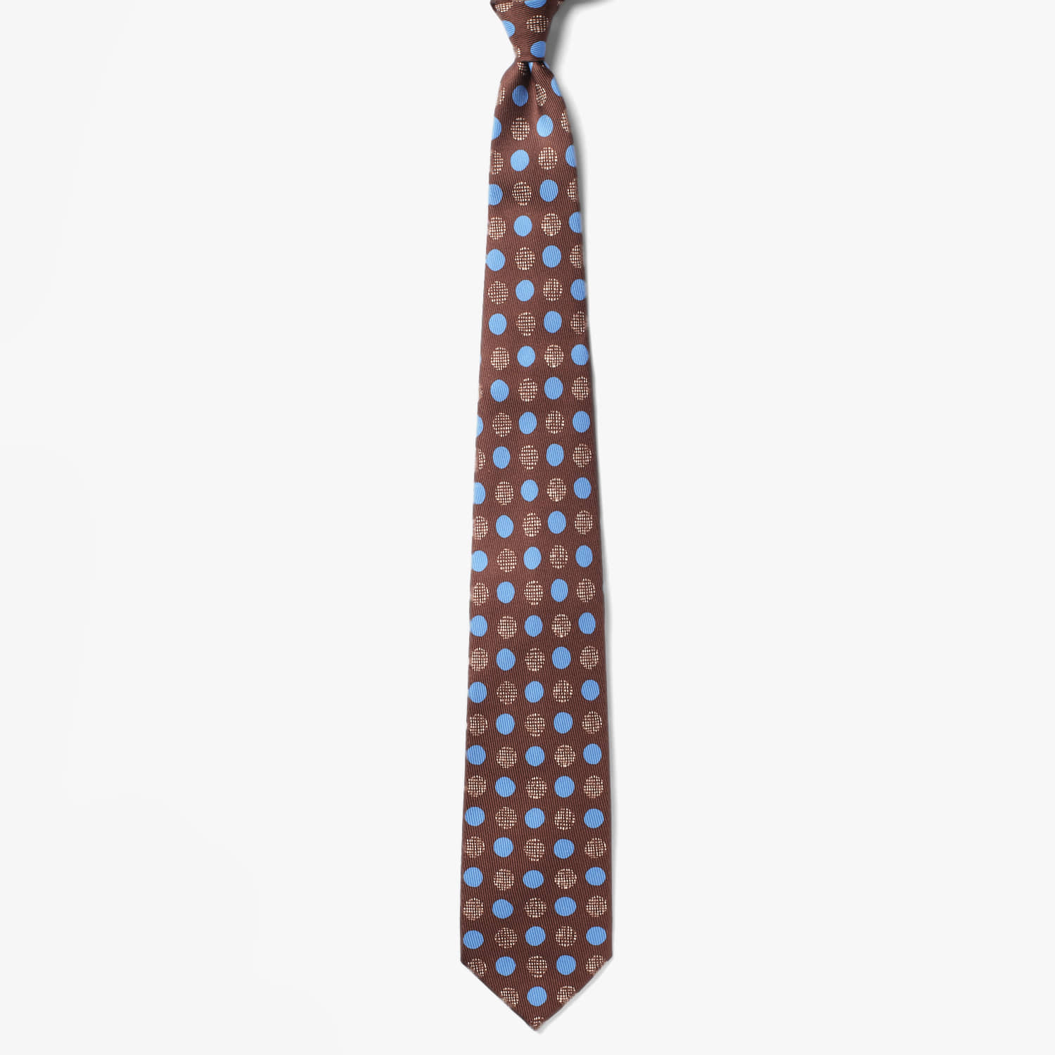 MIXED DOT PATTERN TIE BROWN