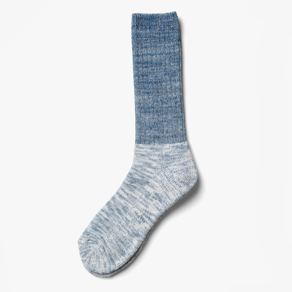 ORGANIC COTTON PILE CREW SOCKS INDIGO
