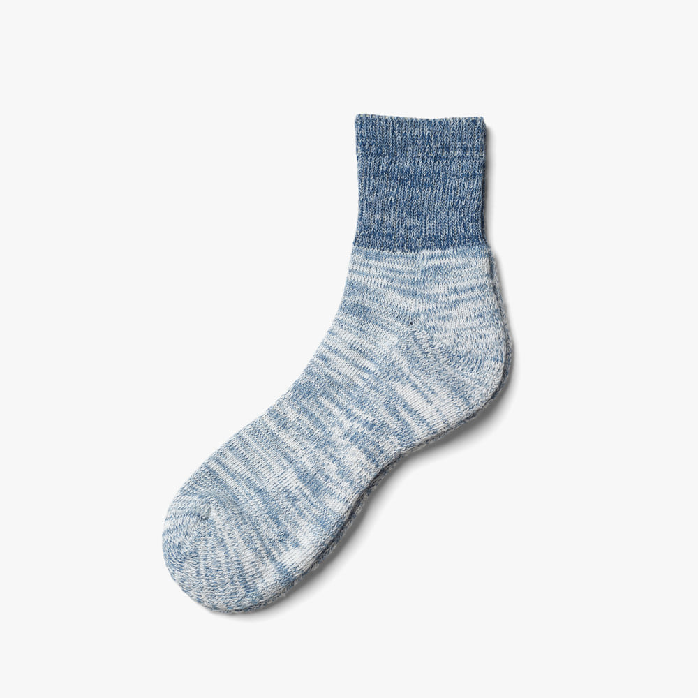 ORGANIC COTTON PILE ANKLE SOCKS INDIGO