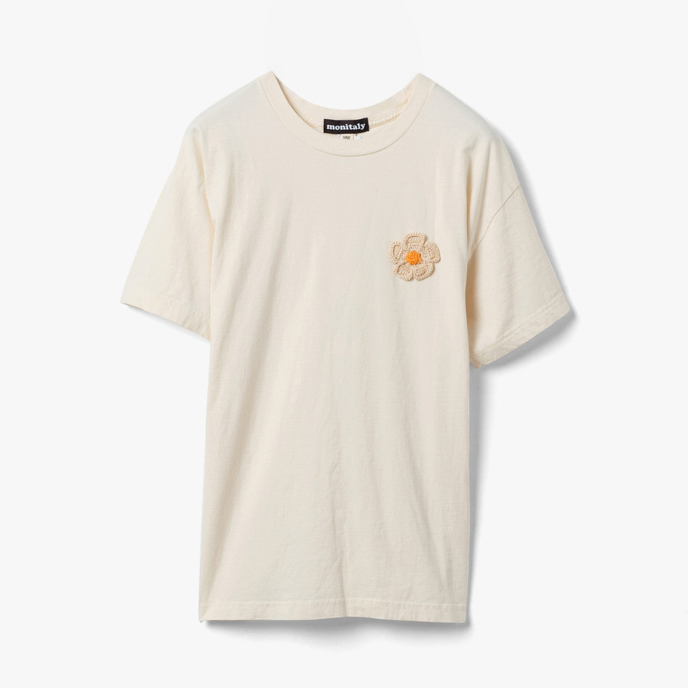CROCHET FLOWER TEE NATURAL
