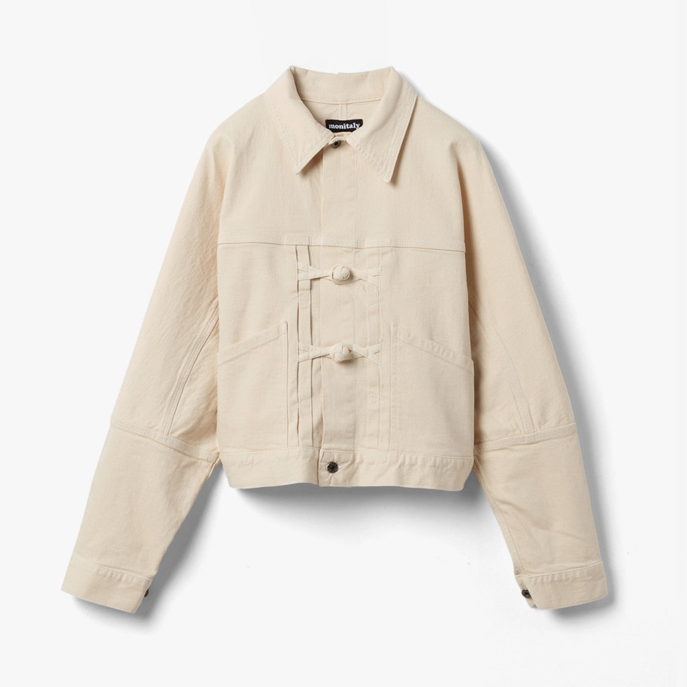 ASIAN KNOT CROPPED JACKET NATURAL