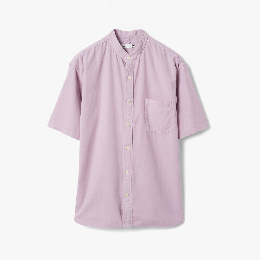BAGGY FIT BAND COLLAR SHORT SLEEVE SHIRT LAVENDER