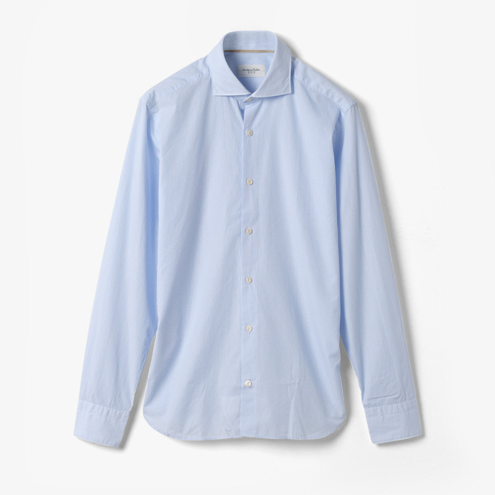 REGULAR FIT COTTON SHIRT(PINSTRIPE) BLUE