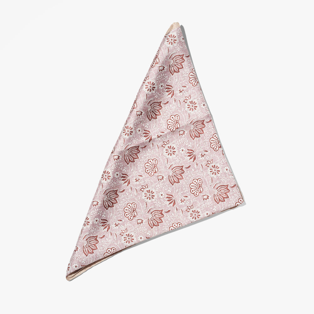 SILK BANDANA (FLORAL) LIGHT BROWN
