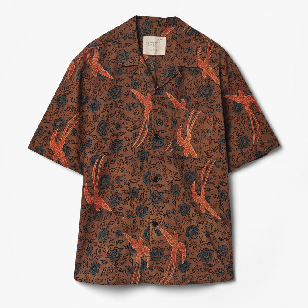 RONEN CAMP SHIRT (EXOTIC BIRD AJRAKH) DARK BROWN