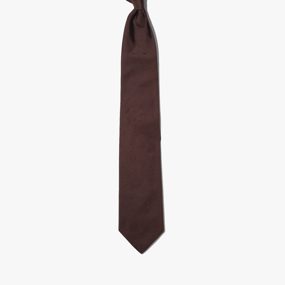 SOLID SILK TIE DARK BROWN