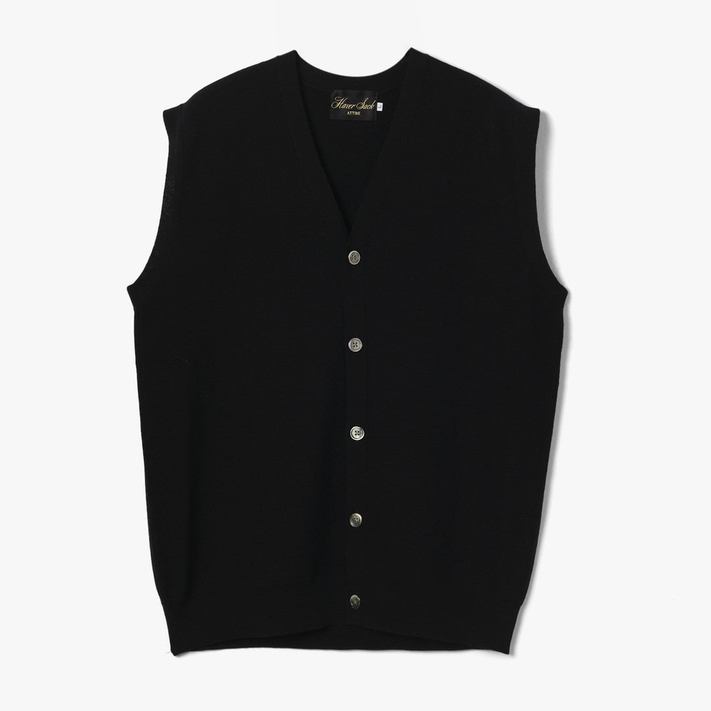 14-GAUGE PIQUE KNIT VEST BLACK