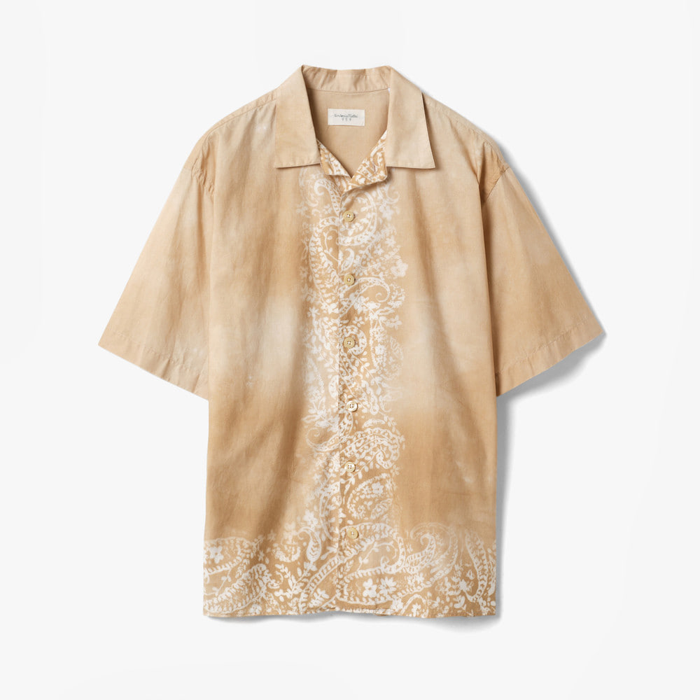 OVERFIT COTTON SHIRT(DAMASK PRINT) BEIGE