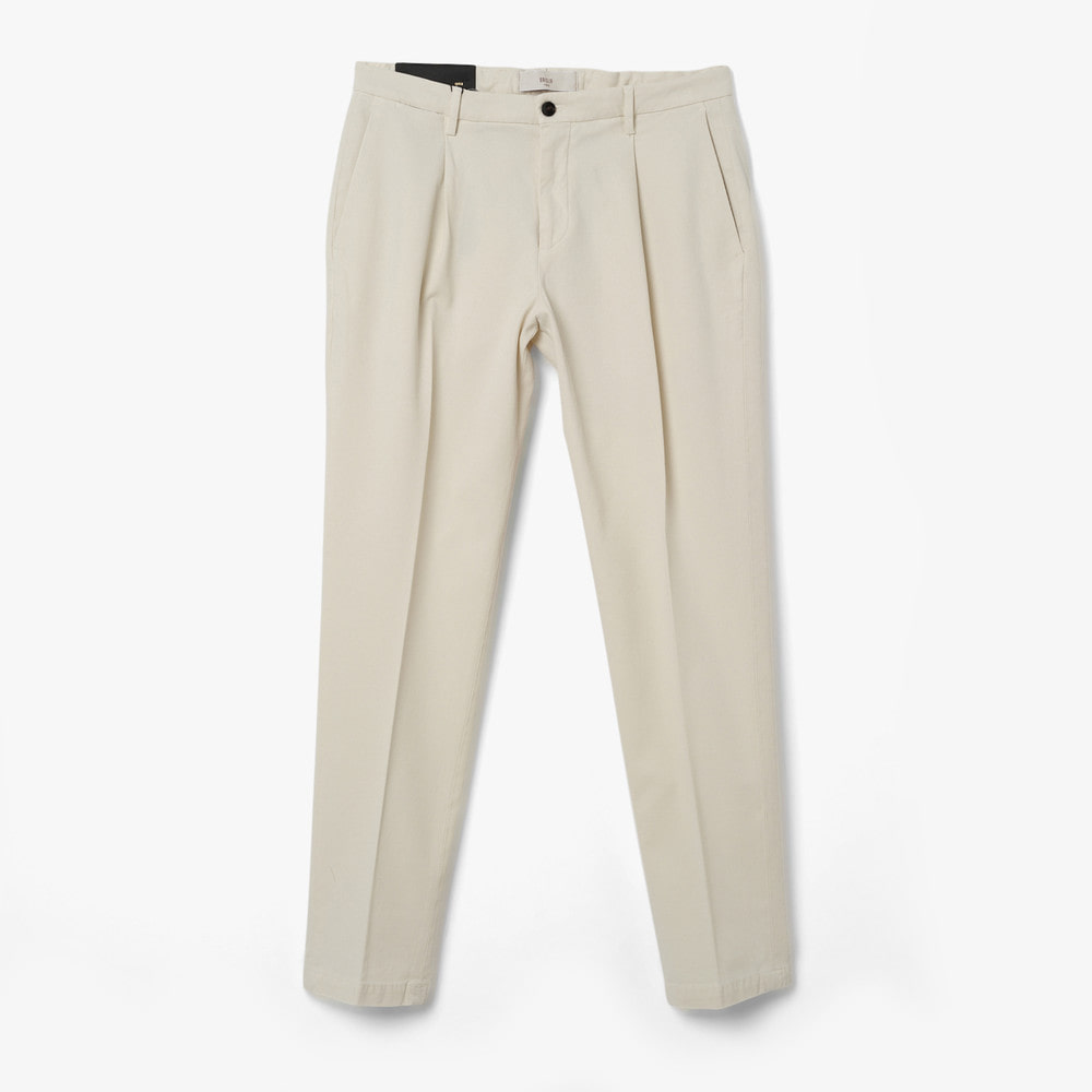 TIBERIO COTTON & LYOCELL 1PLEAT PANTS NATURAL
