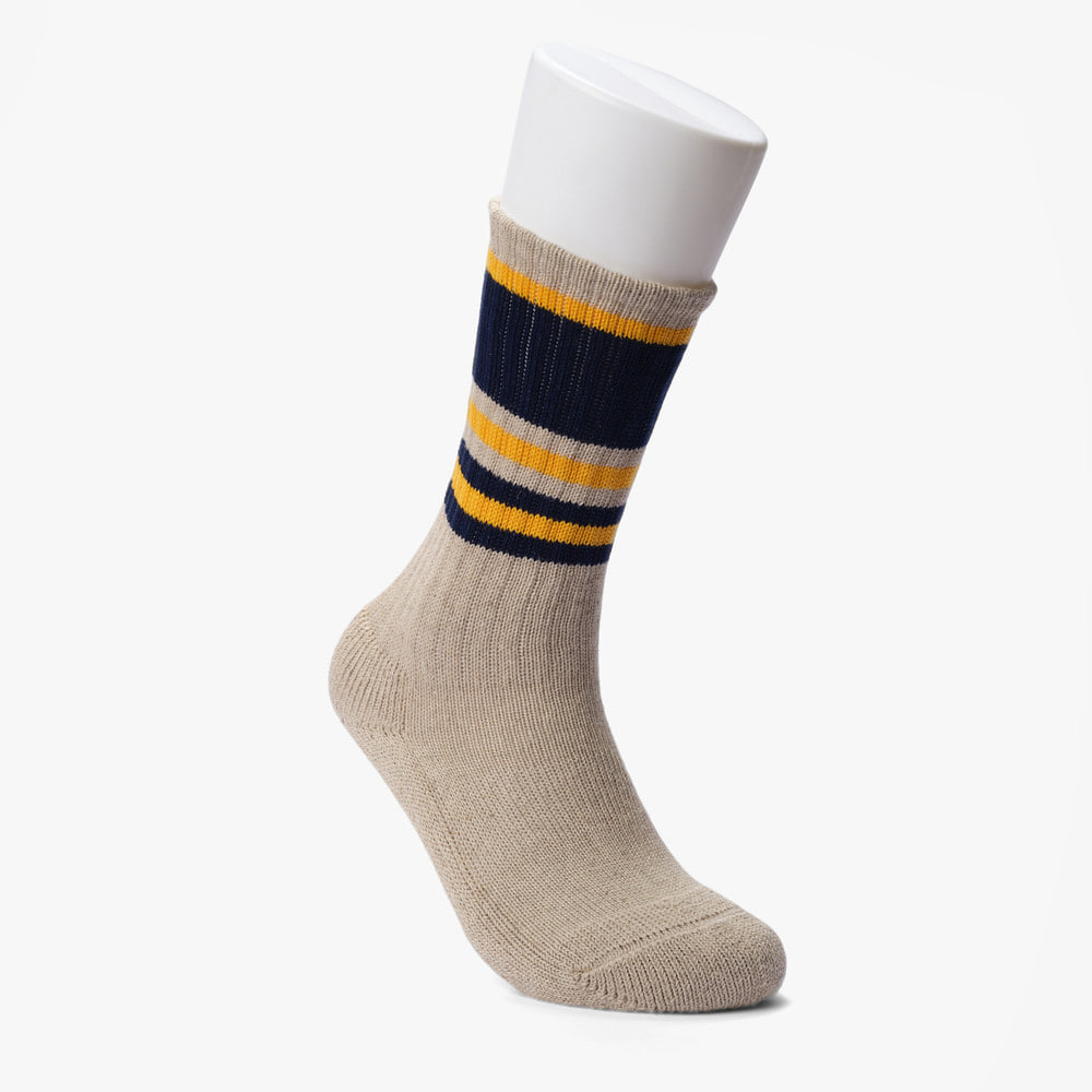 HEMP RANDOM LINE PILE CREW SOCKS NAVY
