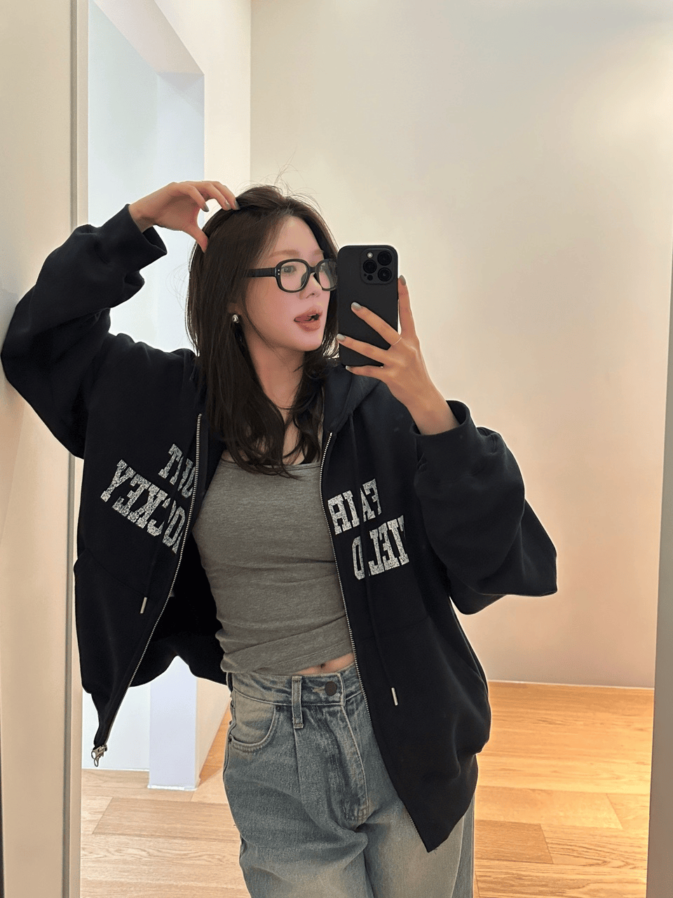 (남녀공용/모델소장) 포티 크롭 후드 집업 (3color)