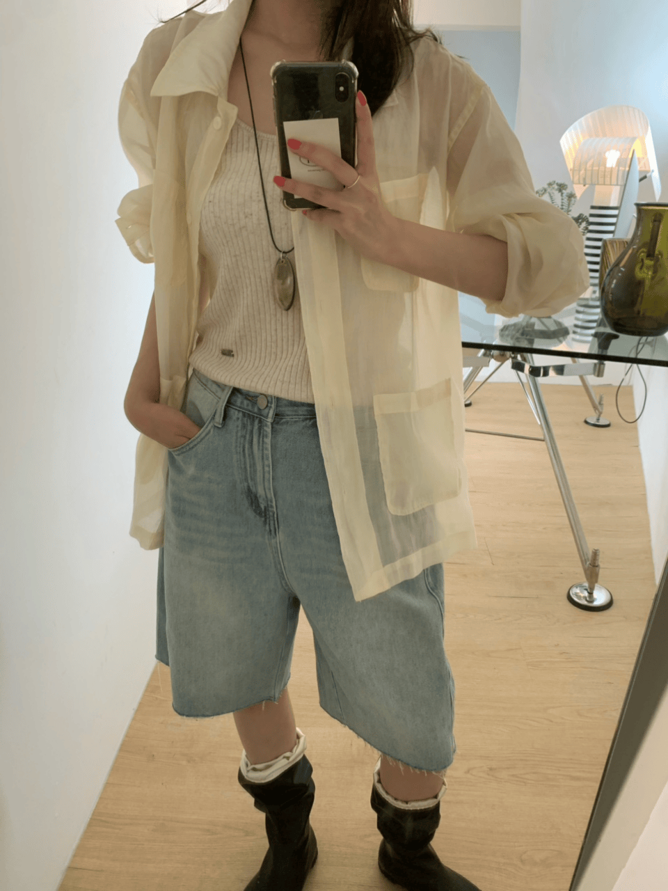 (SUMMER) 반디 시스루 셔츠 자켓 (2color)