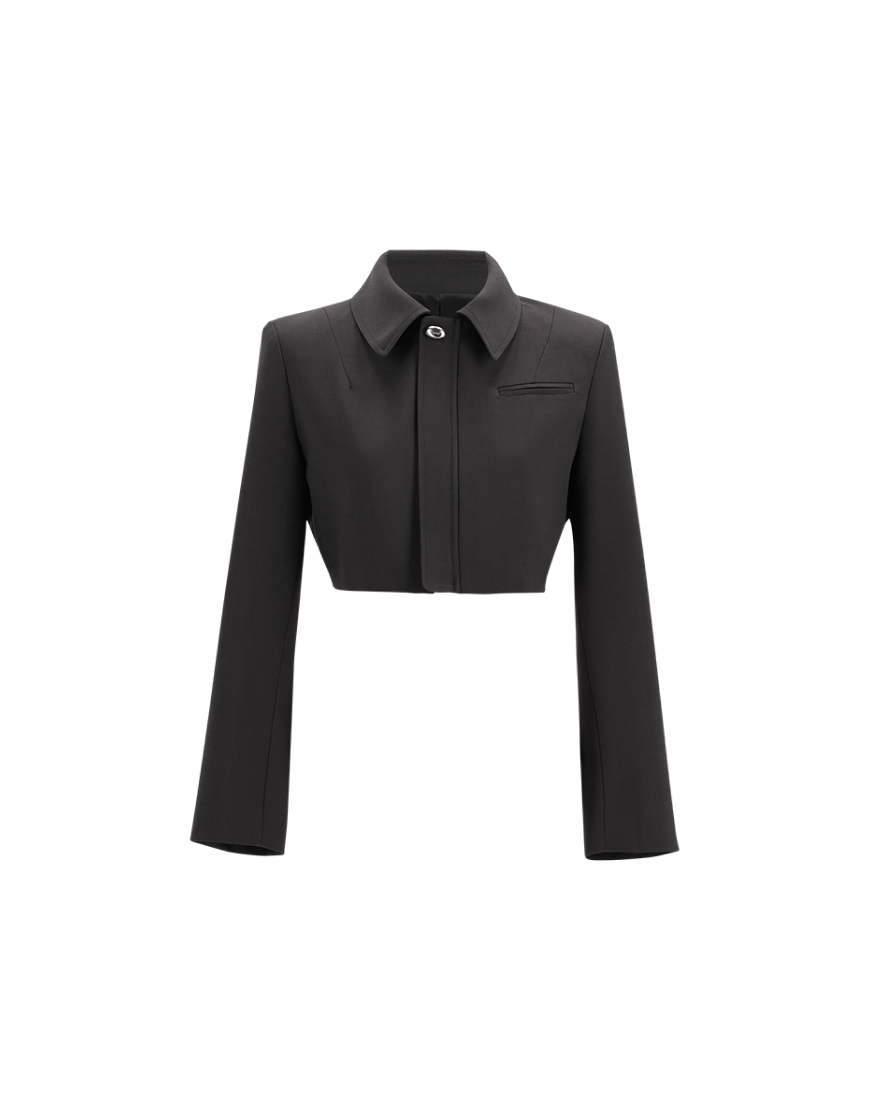 BUTTON TAILOR CROP JACKET  CHARCOAL