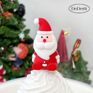 데데리트 크리스마스 토퍼 앉아있는 산타 케이크 픽 말랑이 장식 데데리트