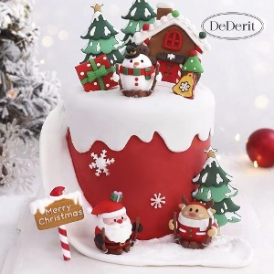 데데리트 귀여운 크리스마스 파티 루돌프 눈사람 산타 피규어 케이크 장식 인테리어 소품