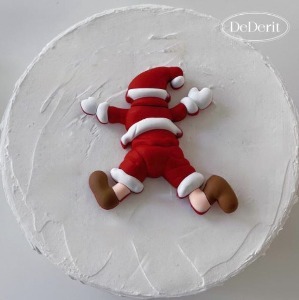 데데리트 크리스마스 케이크 토퍼 장식 엎어진 누워있는 산타 데코픽