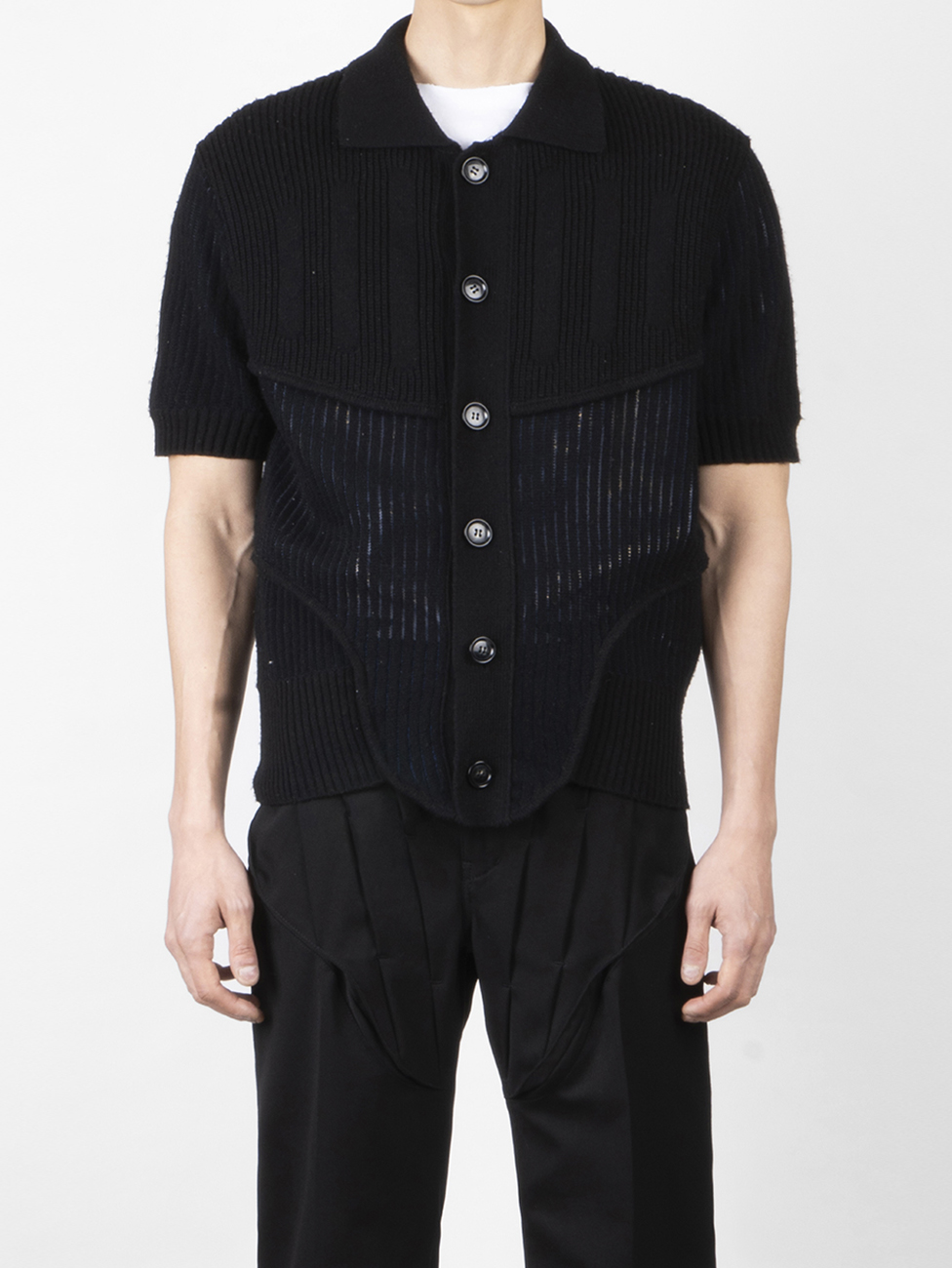 SS24 MESHED CORSET KNIT CARDIGAN - JUNTAE KIM