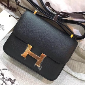 Hermes Constance Epsom Leather Shoulder Bag,14cm - 에르메스 콘스탄스 엡송 레더 여성용 숄더백 HERB0599, 14cm,블랙(금장)