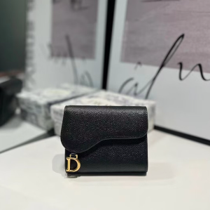 Dior 2022 Women&quot;s Leather Card Purse,11.5cm,DIOW0037 - 디올 2022 여성용 레더 지갑,11.5cm,블랙
