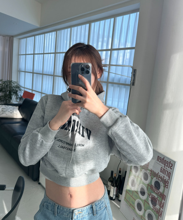 [Spring New Product / 3 colors] Cropped Lettering Hip Hoodie