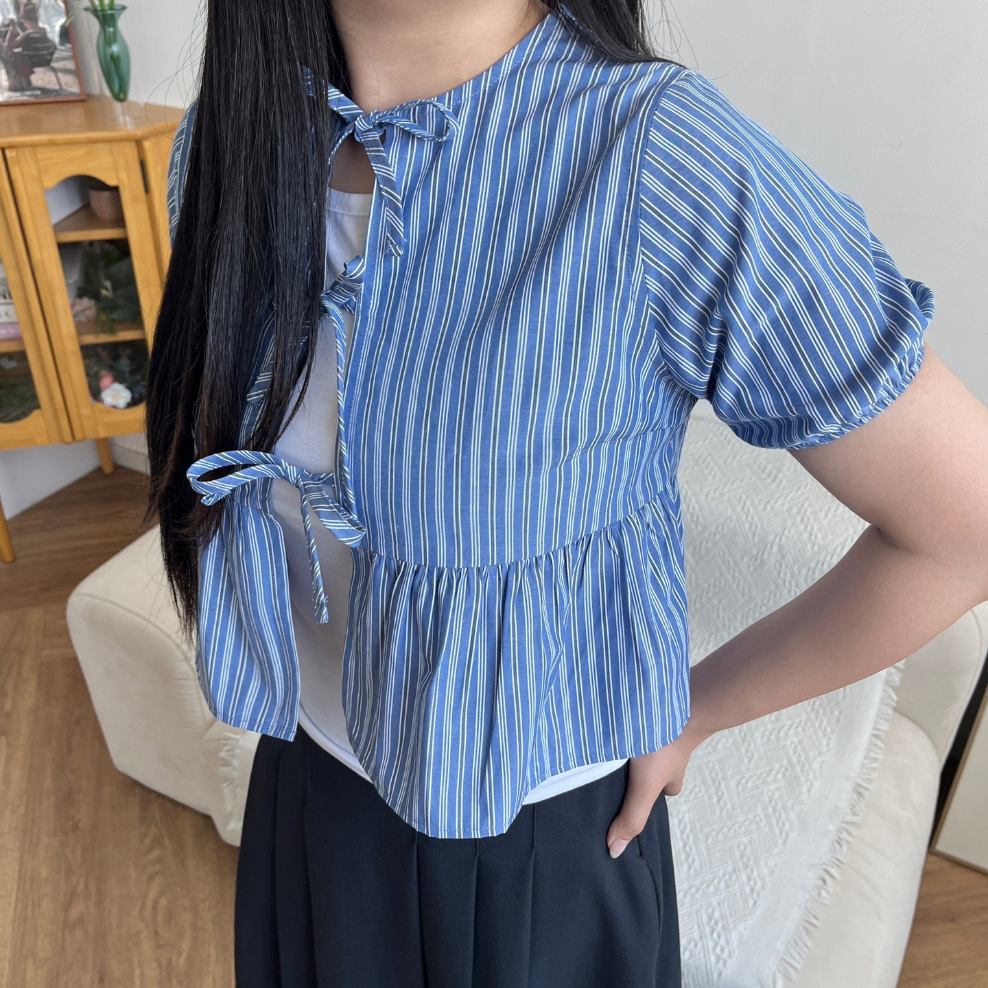 Striped Ribbon Shirt