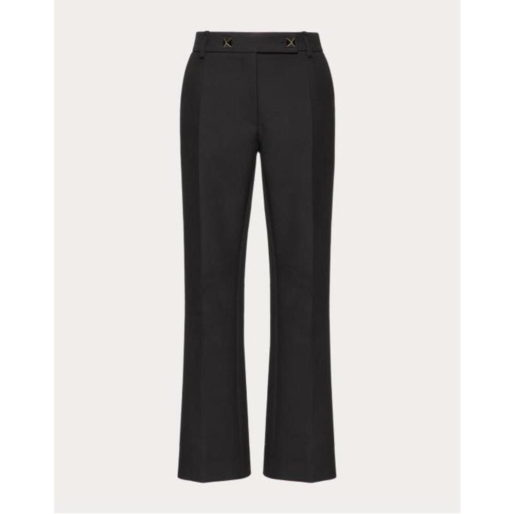 발렌티노 여성 바지 데님 Crepe Couture Trousers for Woman in Black | Valentino GB BRB3651CF_0NO