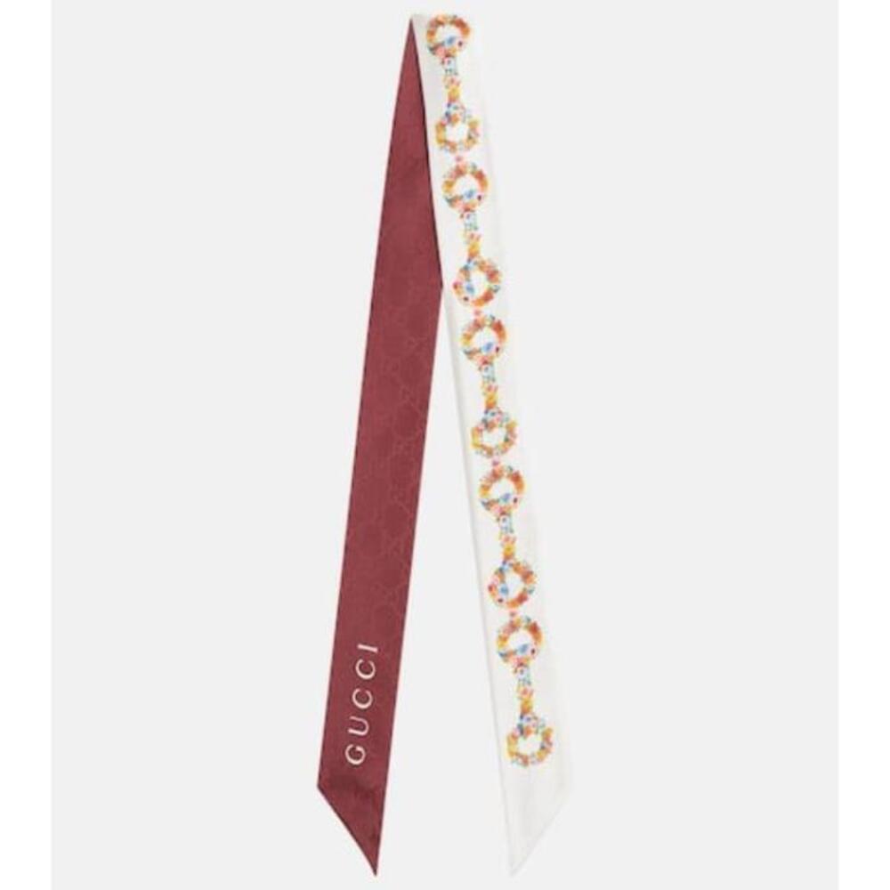 구찌 여성 스카프 숄 Gucci Horsebit floral silk scarf P00918183