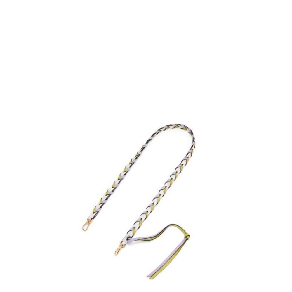 로에베 여성 기타액세서리 Thin braided strap in classic calfskin Lime Yellow/Light Mauve C073S49X02-4844